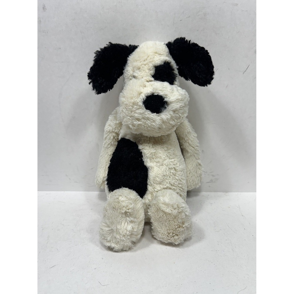 Jellycat Bashful Black and White Cream Puppy Dog Stuffed Animal Medium Plush